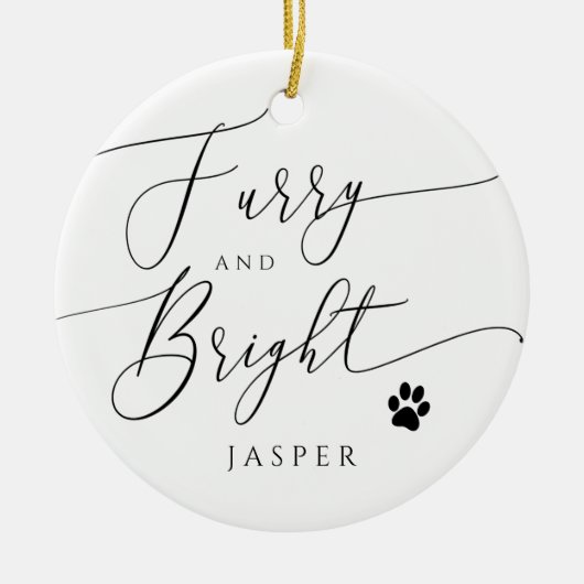 Furry and Bright Dog or Cat Christmas Photo セラミックオーナメント (正面)
