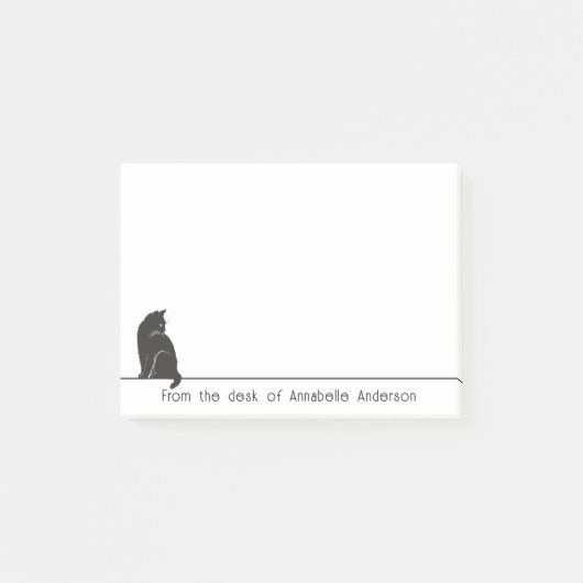 Furry Black Cat Personalizeノート ポストイット (正面)