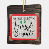Furry & Bright (あなたの写真を追加)クリスマスツリーサー セラミックオーナメント (左)