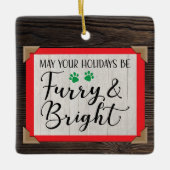 Furry & Bright (あなたの写真を追加)クリスマスツリーサー セラミックオーナメント (正面)