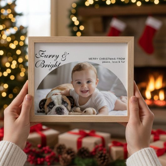 Furry & Bright Colorful Family Holiday Card シーズンカード