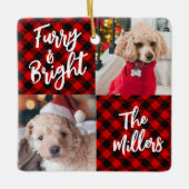 Furry & Bright Dog 2フォトクリスマス セラミックオーナメント (正面)