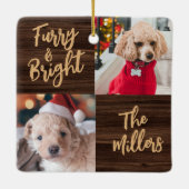 Furry & Bright Dog 2フォトクリスマ素朴ス セラミックオーナメント (裏面)