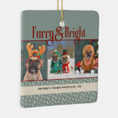 Furry & Bright Dog Christmas Photo Holiday セラミックオーナメント (右)