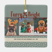 Furry & Bright Dog Christmas Photo Holiday セラミックオーナメント (裏面)