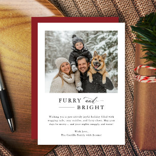 Furry & Bright Family モダン Dog写真クリスマス シーズンカード