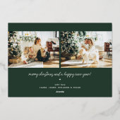 Furry & Bright Modern Dog Photo Collage Christmas 箔シーズンカード (裏面)