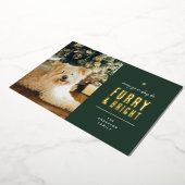 Furry & Bright Modern Dog Photo Collage Christmas 箔シーズンカード (回転した状態)