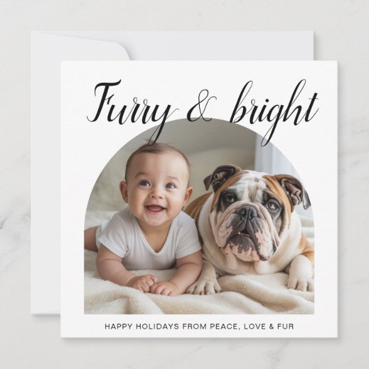 Furry & Bright Traditional cute Christmas Card シーズンカード (正面)