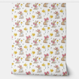 Furry Brown Bunnies Among Daffodils 壁紙