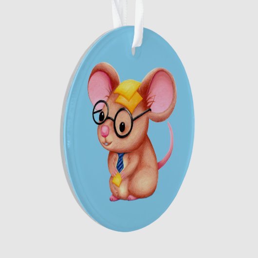 Furry Cheese Man Business Mouse Tie Glasses Nerdy オーナメント (正面)