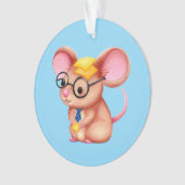 Furry Cheese Man Business Mouse Tie Glasses Nerdy オーナメント (正面)