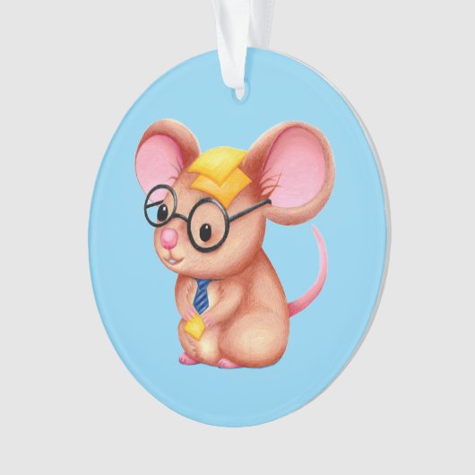 Furry Cheese Man Business Mouse Tie Glasses Nerdy オーナメント (正面)