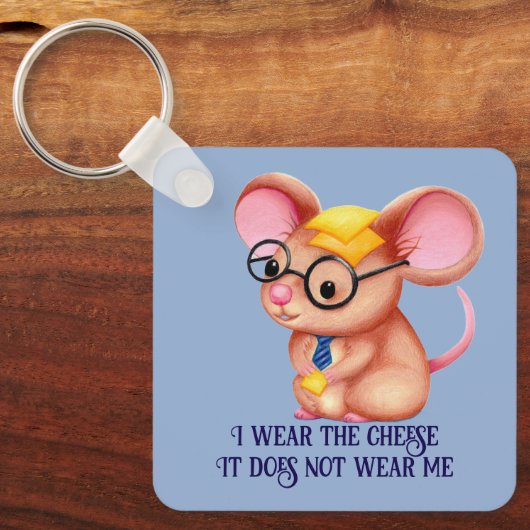Furry Cheese Man Business Mouse Tie Glasses Nerdy キーホルダー (正面)