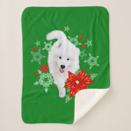 Furry Christmas Dog Samoyed personalized シェルパブランケット