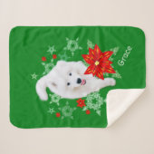 Furry Christmas Dog Samoyed personalized シェルパブランケット (正面(横))