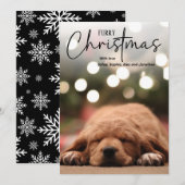 Furry Christmas pet photo in blue with overlay シーズンカード (正面/裏面)