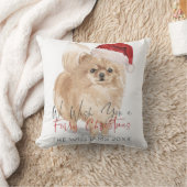FURRY CHRISTMAS Santa Dog Monogram クッション (ブランケット)