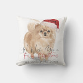 FURRY CHRISTMAS Santa Dog Monogram クッション (正面)