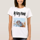 Furry Friendsの猫と犬の写真 Tシャツ (正面)