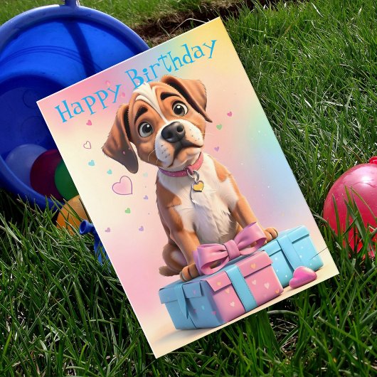 Furry Friends ボクサー子犬とギフト 誕生日 カード