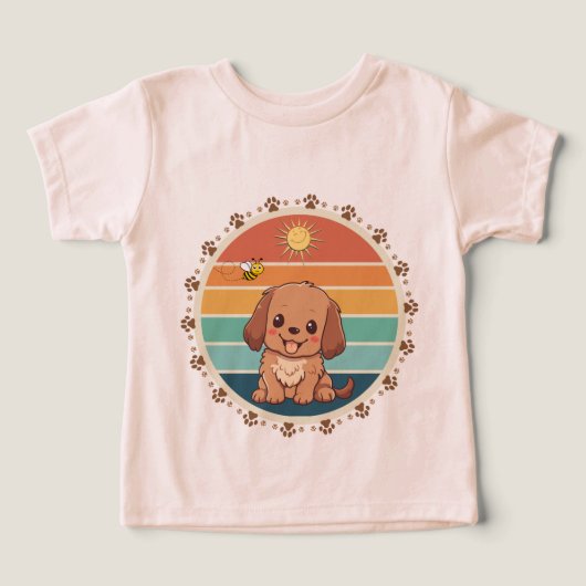 Furry Friends：可愛い犬Tee for Little One (デザイン正面)