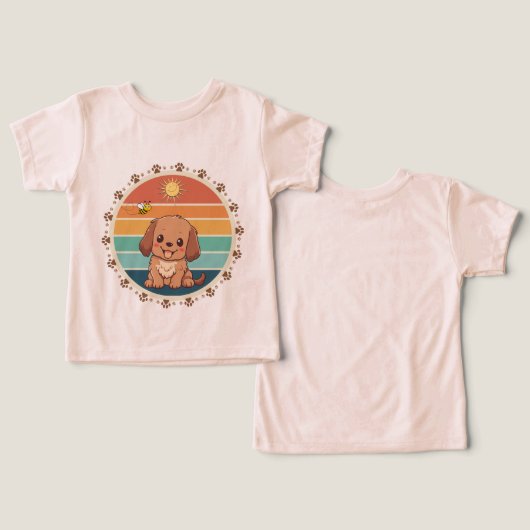Furry Friends：可愛い犬Tee for Little One (デザイン正面&裏面)