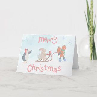 Furry friends editable Christmas card シーズンカード