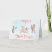 Furry friends editable Christmas card シーズンカード (正面)
