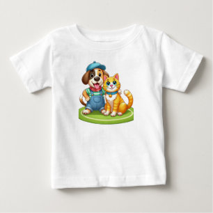 Furry Friends Forever:犬と猫が一緒 ベビーTシャツ