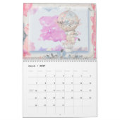 Furry Friends Watercolor Rabbit Calendar カレンダー (3月 2027)
