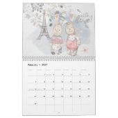 Furry Friends Watercolor Rabbit Calendar カレンダー (2月 2027)
