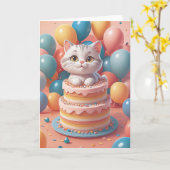 Furry Friends Wishing You Happy Birthday カード (黄色い花)