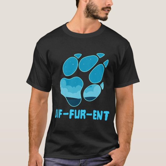 Furry Fursonaの異なるPawプリント Tシャツ (正面)