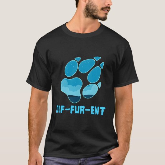 Furry Fursonaの異なるPawプリント Tシャツ (正面)