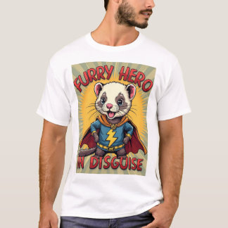 Furry Hero in Disguise – Super Ferret Comic Tee Tシャツ