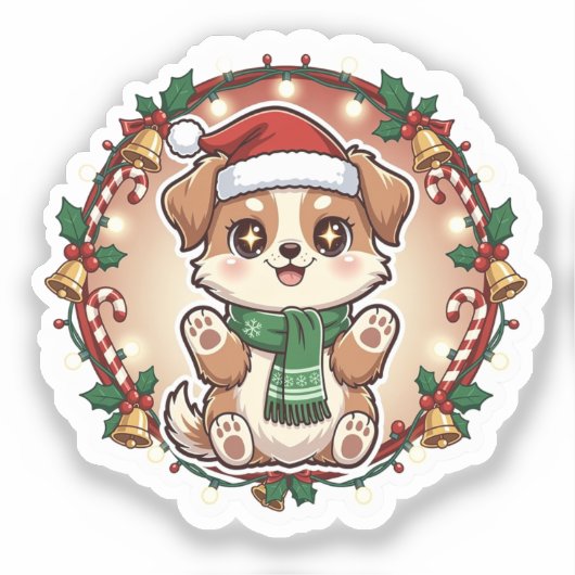 Furry Holiday Cheer Custom-Cut Vinyl Sticker シール (正面)