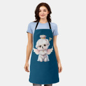 Furry Joy:エンジェルウィングマルチーズ犬の子犬ギフト エプロン (着用した状態)