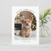 Furry Photo Funny Pawlidays Dog Pet Christmas シーズンカード (スタンド正面)