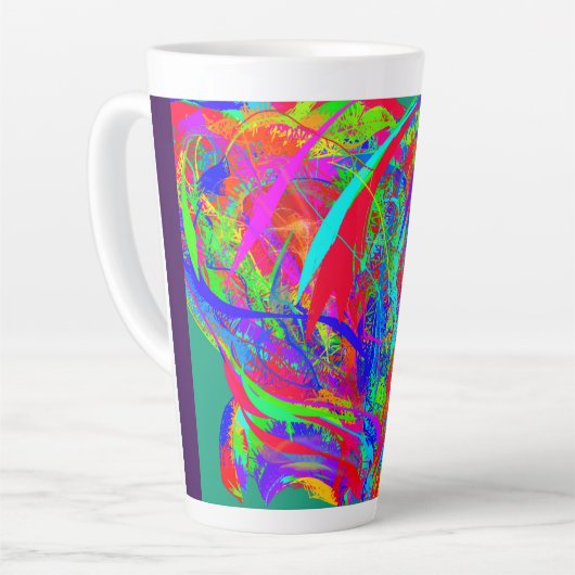 Furry Rainbow Colored Flower  カフェラテマグ (左アングル)