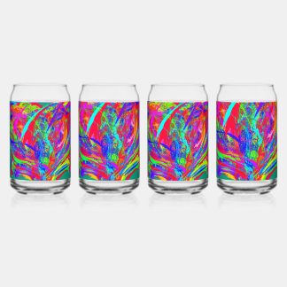 Furry Rainbow Colored Flower ガラス缶