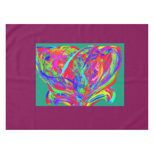 Furry Rainbow Colored Flower テーブルクロス (正面(横))