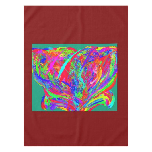 Furry Rainbow Colored Flower テーブルクロス (正面)