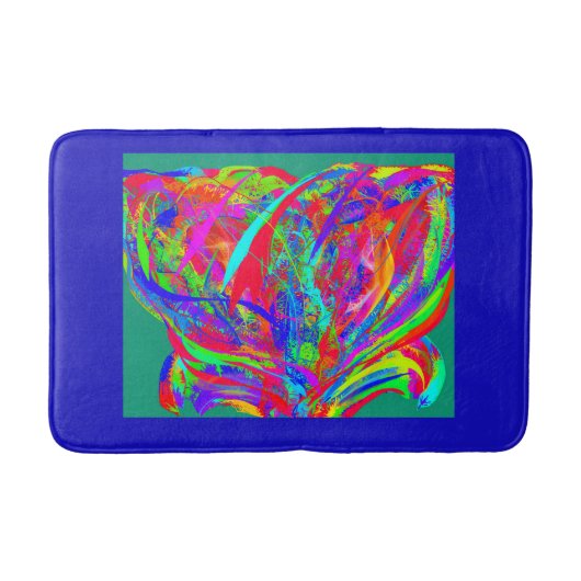 Furry Rainbow Colored Flower バスマット (正面)