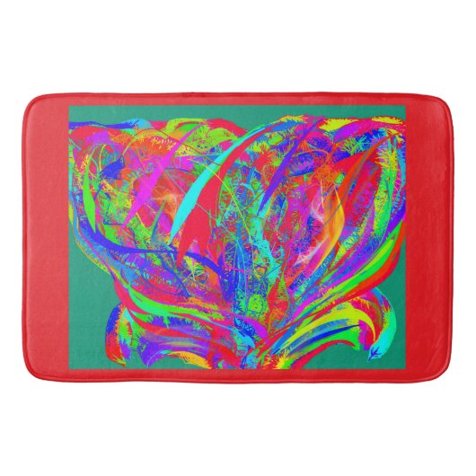 Furry Rainbow Colored Flower バスマット (正面)