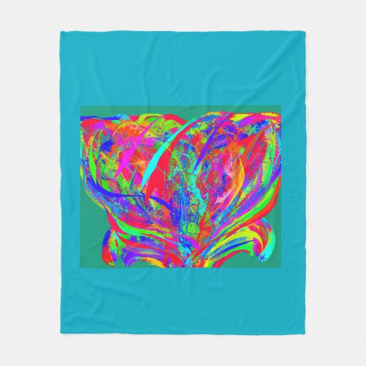 Furry Rainbow Colored Flower フリースブランケット (正面)