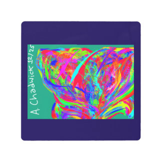 Furry Rainbow Colored Flower メタルプリント