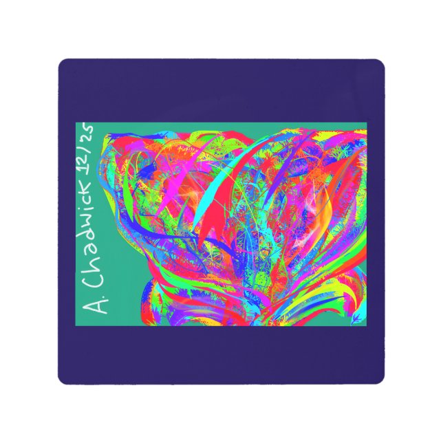 Furry Rainbow Colored Flower メタルプリント (正面)