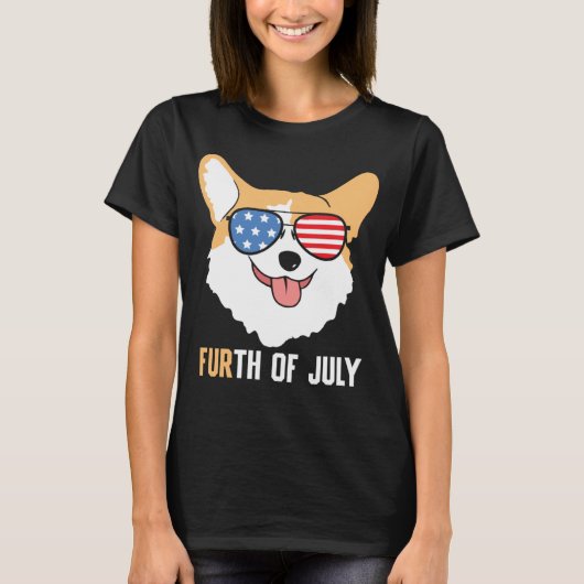 FURth 4th Of July Corgi Dog  American Flag Sunglas Tシャツ (正面)