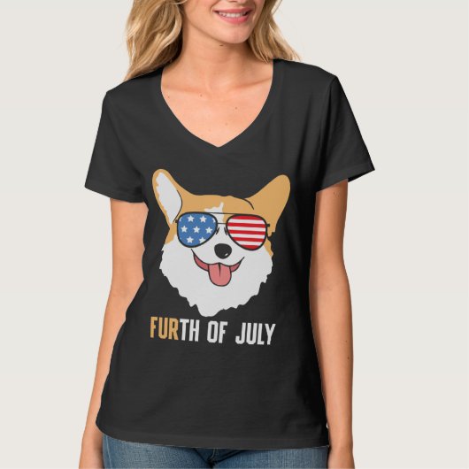 FURth 4th Of July Corgi Dog  American Flag Sunglas Tシャツ (正面)